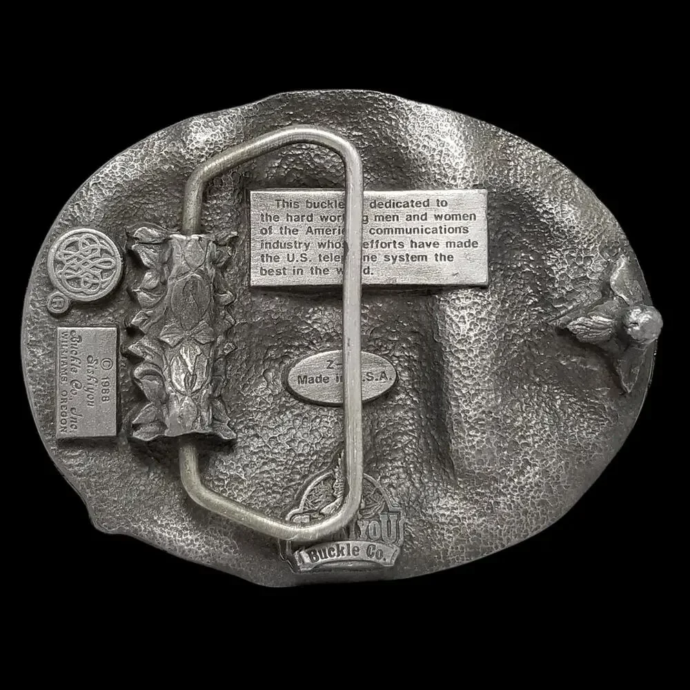 Vintage Belt Buckle 1988‎ American Communications U.S. Telephone System Siskiyou